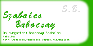 szabolcs babocsay business card